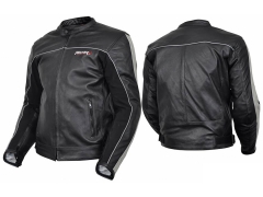 Куртка мотоциклетная (кожа) Action черно-серебристый MICHIRU