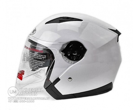Шлем (открытый со стеклом) Ataki OF512 Solid Белый глянцевый