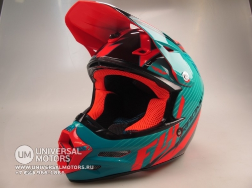 Шлем (кроссовый) Fly Racing F2 CARBON FASTBACK голубой/оранжевый/черный глянцевый