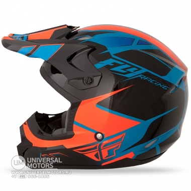 Шлем (кроссовый) Fly Racing KINETIC IMPULSE синий/черный/оранжевый глянцевый