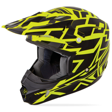 Шлем (кроссовый) Fly Racing KINETIC BLOCK OUT черный/желтый глянцевый
