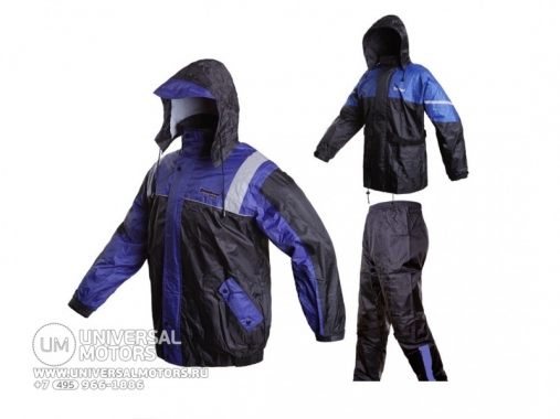 Дождевик мото TANKED TRC16 (штаны+куртка), в мешочке, материал 190T Dacron, синий