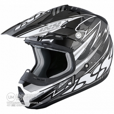 Шлем кроссовый HX 261 THUNDER чёрно-бело-серебристый