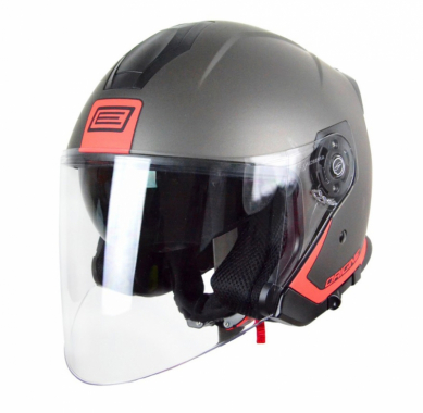 Шлем (открытый со стеклом) Origine Palio Flow черный/красный матовый