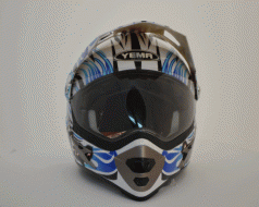 Шлем YM-911-В "YAMAPA" кроссовый СО СТЕКЛОМ БЕЛЫЙ с синией графикой с сердечками